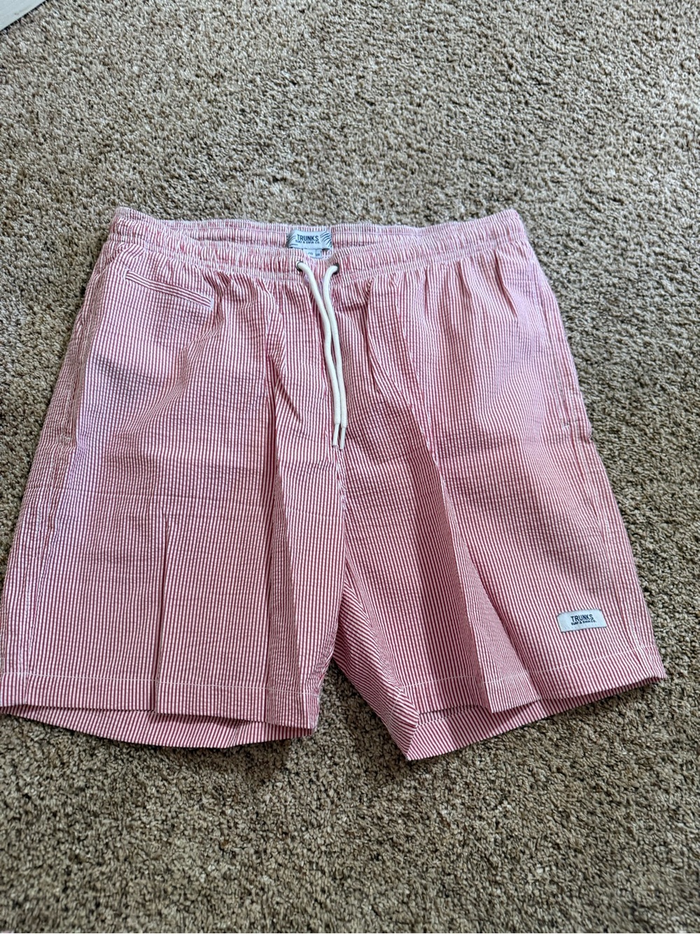 Trunks Surf & Swim Co Seersucker Swim Trunks Red White Men’s Large
